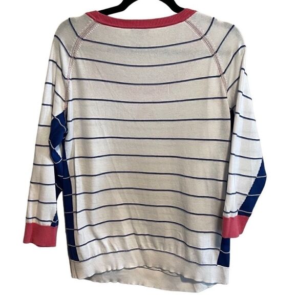 Talbots- Women’s Nautical Striped Boat Neck 3/4 Sleeve Preppy Sweater, Sz Large - Picture 5 of 7
